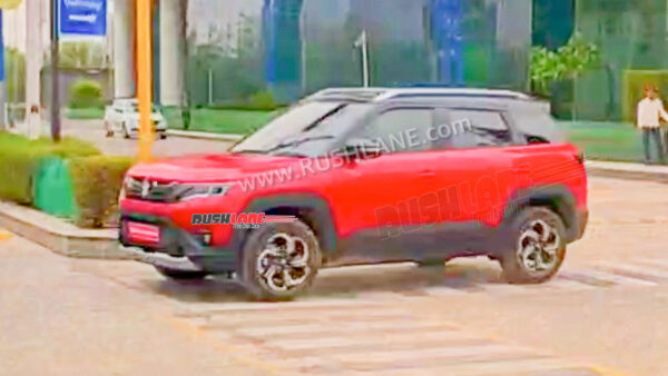 The new maruti brezza 2022 red-black front three spy image