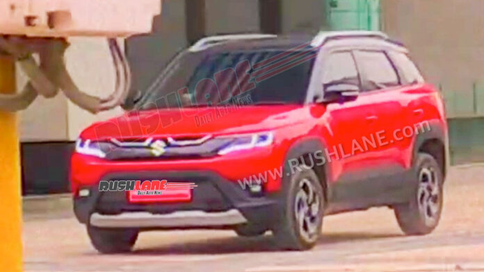 new maruti breeze 2022 red-black front three spy image